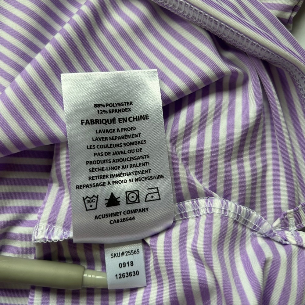 FootJoy Mens XL ProDry Striped Golf Polo Shirt Purple White Short Sleeve 25565 - Picture 9 of 9